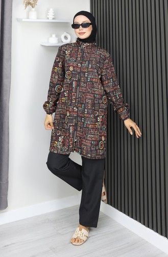 طقم ملابس سباحة للحجاب بنمط عرقي، مكون من 3 قطع، 1903-05، بني 1903-05