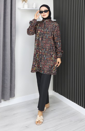 طقم ملابس سباحة للحجاب بنمط عرقي، مكون من 3 قطع، 1903-05، بني 1903-05