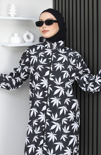 Hijab Badpak Plataanpatroon 3-delige Set 1903-07 Zwart En Wit 1903-07