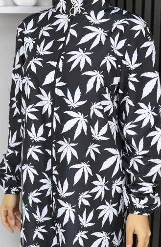 Hijab Badpak Plataanpatroon 3-delige Set 1903-07 Zwart En Wit 1903-07