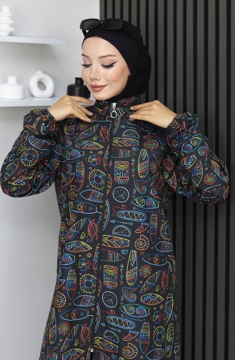 طقم ملابس سباحة محجبات بنقشة كليوباترا، 3 قطع، 1903-08، أسود 1903-08