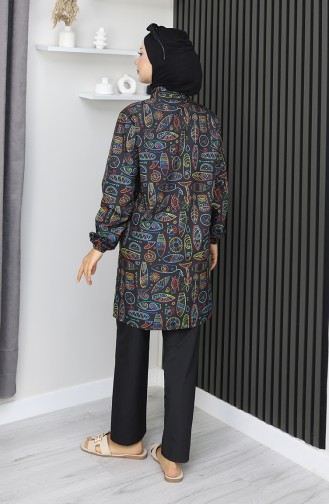 طقم ملابس سباحة محجبات بنقشة كليوباترا، 3 قطع، 1903-08، أسود 1903-08