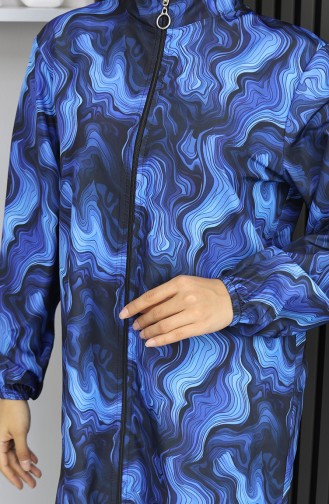 بدلة سباحة محجبات بنقشة المحيط، 3 قطع، أزرق داكن، 1903-10 1903-10