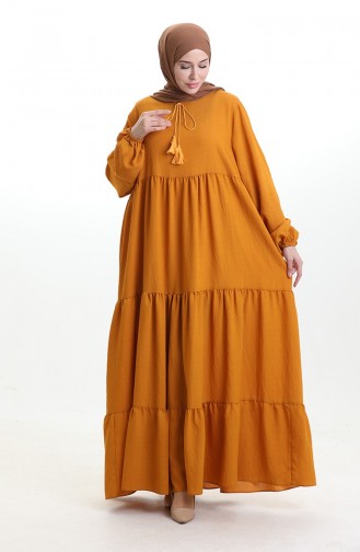 Gelaagde Jurk Met Gelaagde Kraag 4107-14 Mosterd 4107-14