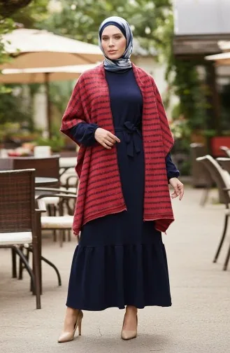 Poncho-Schulterschal 2061-01 Bordeauxrot 2061-01