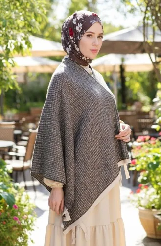 Poncho-Schulterschal 2074-01 Schwarzer Senf 2074-01