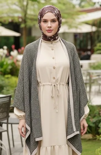 Poncho-Schulterschal 2074-01 Schwarzer Senf 2074-01