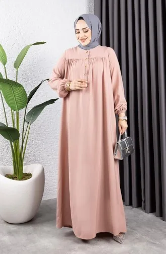 فستان فيسكوز نصف أزرار 7103-11 بودرة 7103-11