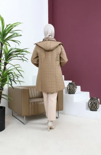 Manteau Matelassé à Carreaux Grande Taille Couleur Vison 6141-04 6141-04