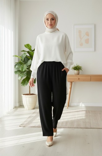 Pantalon En Mousseline 0020-03 Noir 0020-03