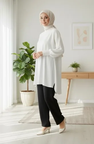 Pantalon En Mousseline 0020-03 Noir 0020-03