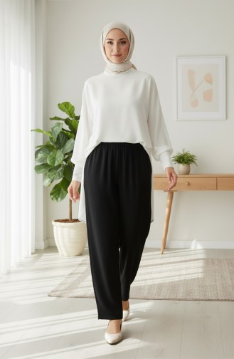 Pantalon En Mousseline 0020-03 Noir 0020-03