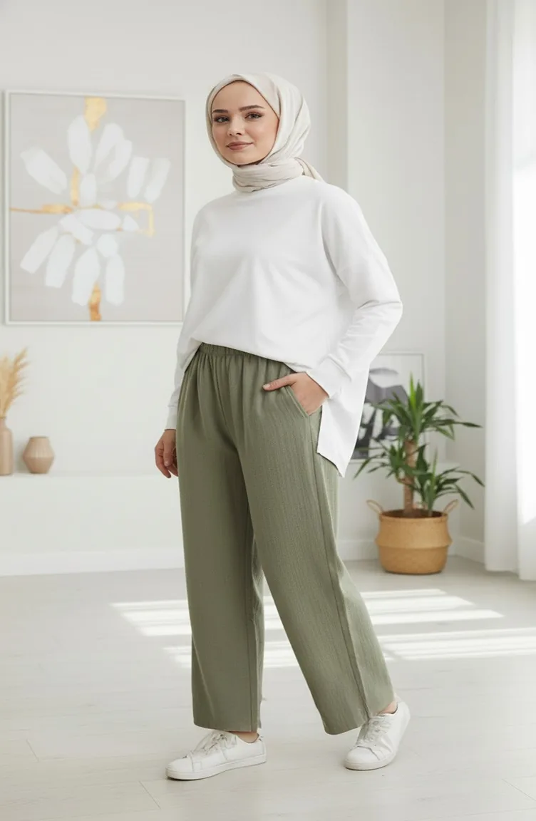 Müslin Pantolon 0020-05 Haki