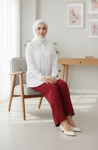 Pantalon En Mousseline 0020-08 Bordeaux 0020-08