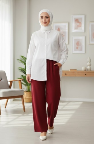Pantalon En Mousseline 0020-08 Bordeaux 0020-08