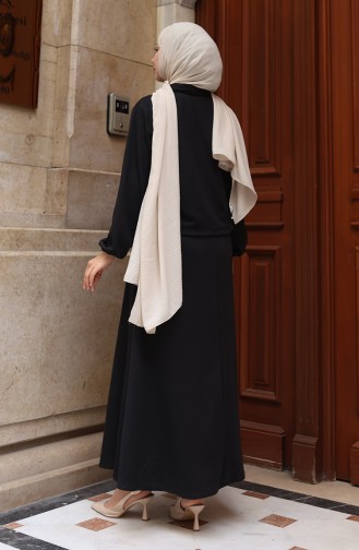 Corduroy Buttoned Jacket Dress Hijab Suit 0219-02 Black 0219-02