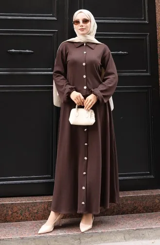 Ensemble Deux Pièces chemise Hijab Tunique Jupe Marron 0223-04 0223-04