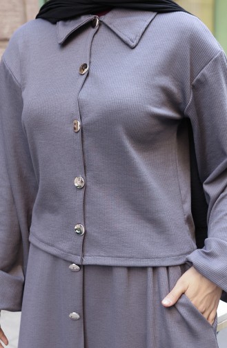 Ensemble Deux Pièces Chemise Hijab Tunique Et Jupe Anthracite 0223-05 0223-05