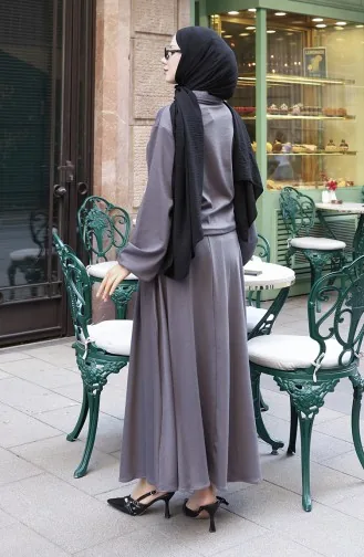 Ensemble Deux Pièces Chemise Hijab Tunique Et Jupe Anthracite 0223-05 0223-05