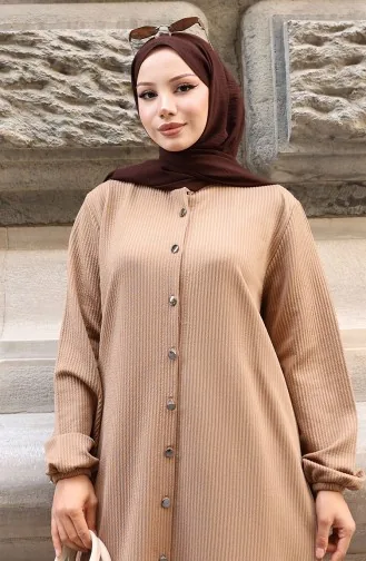 Corduroy Geknoopt Hijab Broekpak 2176-02 Melkkoffie 2176-02