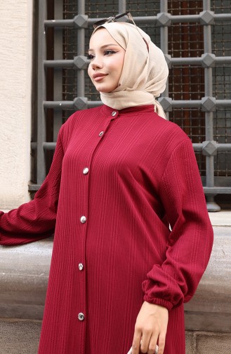 Geknoopt Geribbeld Hijab Broekpak 2177-02 Claret Red 2177-02