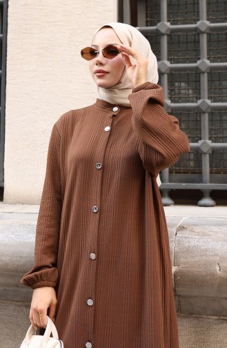 Corduroy Hijab Broekpak Met Knopen 2177-03 Bruin 2177-03