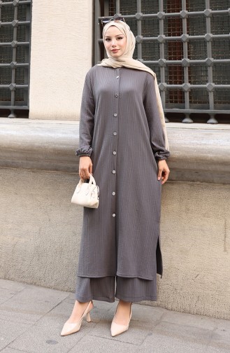 Corduroy Hijab Broekpak Met Knoopjes 2177-04 Antraciet 2177-04