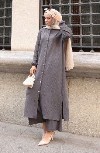 Corduroy Hijab Broekpak Met Knoopjes 2177-04 Antraciet 2177-04