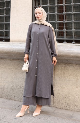 Corduroy Hijab Broekpak Met Knoopjes 2177-04 Antraciet 2177-04