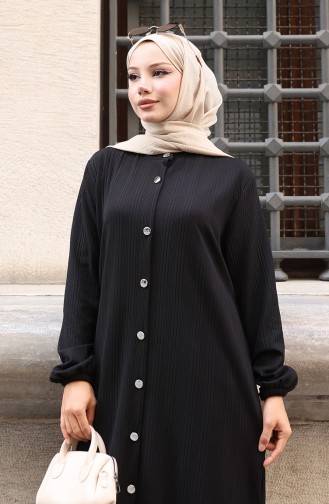 Corduroy Hijab Broekpak Met Knopen 2177-05 Zwart 2177-05