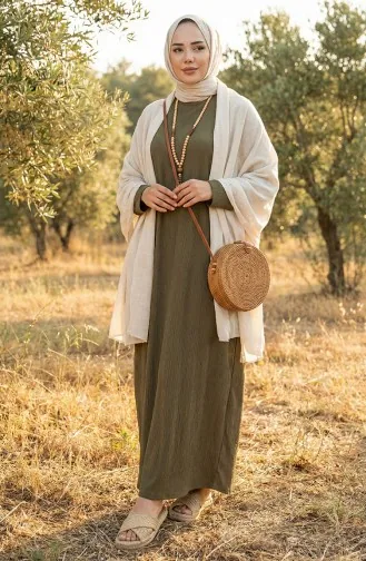 Kreppkleid Mit Fledermausärmeln 2000-01 Khaki 2000-01