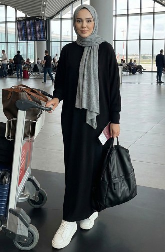 Vleermuismouwen Crêpejurk 2000-02 Zwart 2000-02