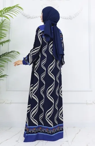 Viscose Stof Elastische Mouw Jurk 0031-05 Marineblauw 0031-05