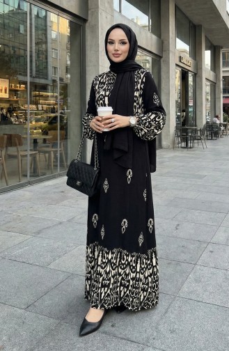 Viscose Stof Patroon Jurk 0060-01 Zwart 0060-01