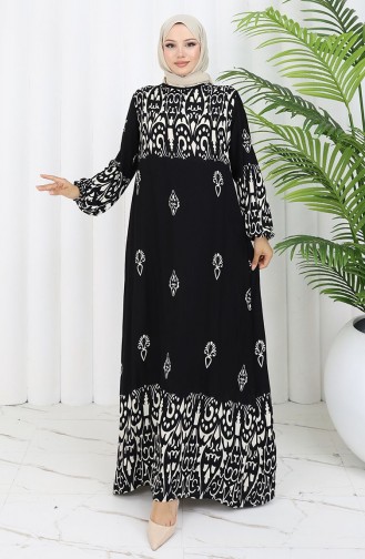 Viscose Stof Patroon Jurk 0060-01 Zwart 0060-01