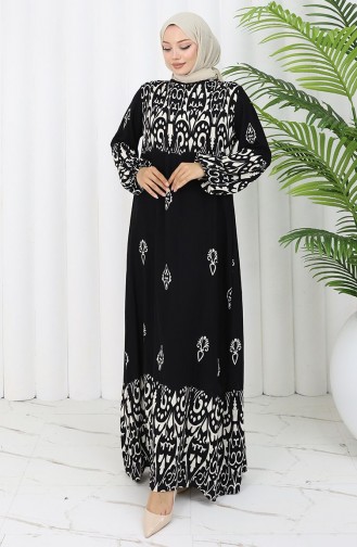 Viscose Stof Patroon Jurk 0060-01 Zwart 0060-01