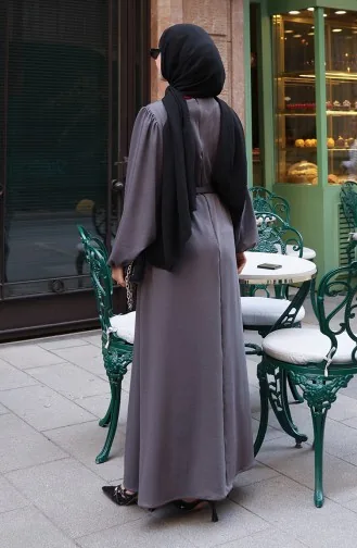 Cord-Hijab-Kleid Mit Broschenspitze 0220-03 Anthrazit 0220-03