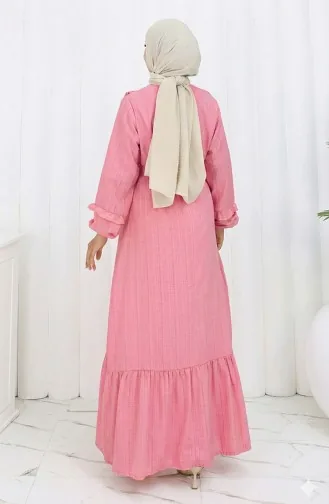 Jurk Met Ruches En Riem 2159-07 Roze 2159-07