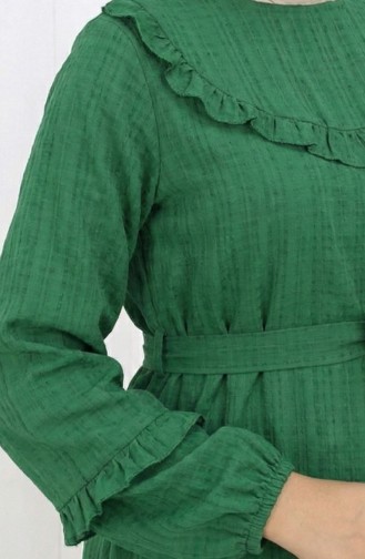 Jurk Met Ruches En Riem 2159-08 Groen 2159-08