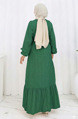 Jurk Met Ruches En Riem 2159-08 Groen 2159-08