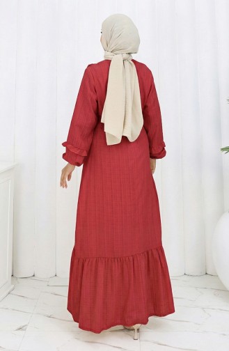 Jurk Met Ruches En Riem 2159-09 Rood 2159-09