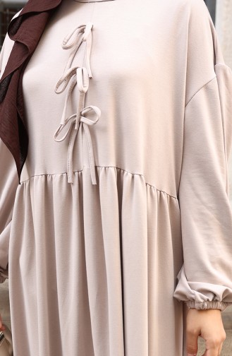 Relaxed Cut Hijab Dress With Lace Detail 2171-01 Mink 2171-01