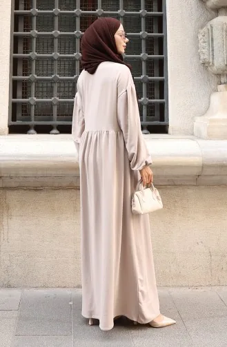 Relaxed Cut Hijab Dress With Lace Detail 2171-01 Mink 2171-01