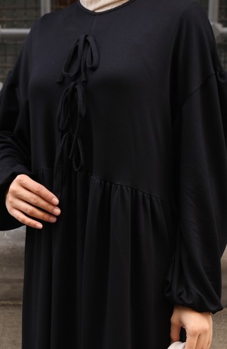 Robe Hijab Confortable à La Coupe Ornée De Dentelle 2171-03 Noir 2171-03