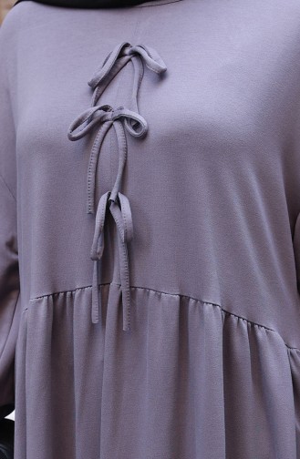 Robe Hijab Confortable à La Coupe Ornée De Dentelle 2171-04 Anthracite 2171-04