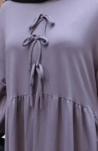 Kanten Gedetailleerde Comfortabele Snit Hijabjurk 2171-04 Antraciet 2171-04