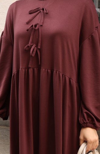 Robe Hijab Confortable à La Coupe Ornée De Dentelle 2171-06 Marron 2171-06