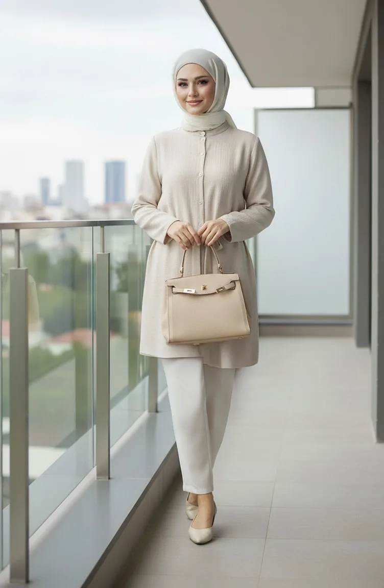 Müslin Tunik 5505-03 Krem