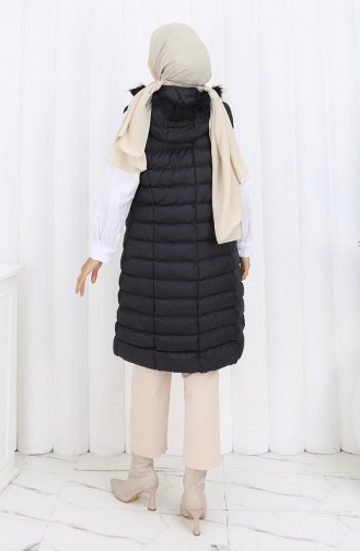 Hooded Zippered Puffer Vest 0169A-02 Black 0169A-02