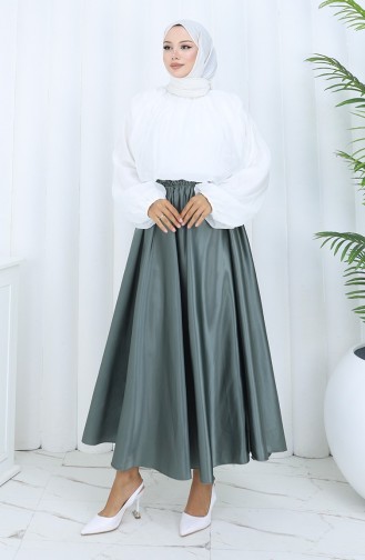 Satinrock Mit Elastischer Taille 0202-01 Schimmelgrün 0202-01